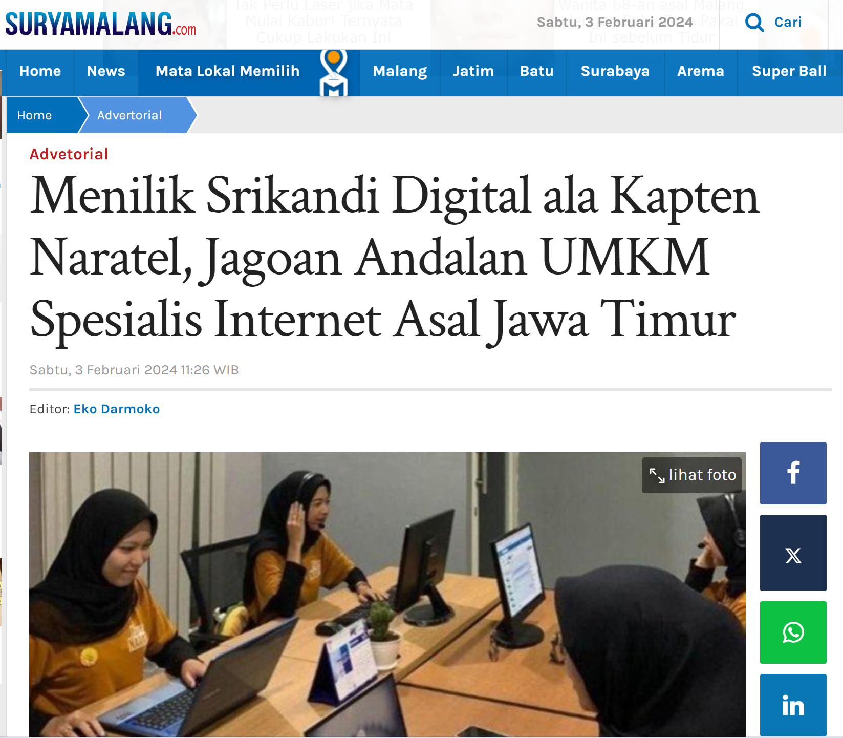 Menilik Srikandi Digital ala Kapten Naratel, Jagoan Andalan UMKM Spesialis Internet Asal Jawa Timur.